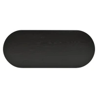 Mesa de centro moderna e minimalista com tampo oval, duas pernas quadradas com protetores de feltro antiderrapantes, 119,7x49,8x35,5 cm, Preto(m-6)