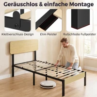 HOMCOM Bedframe 90x200 cm met hoofdbord, voetbord en opbergruimte(m-6)