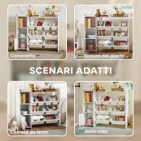 AIYAPLAY Mueble de Almacenamiento Infantil 3 a 8 Años Organizador de Juguetes con 8 Cajas Extraíbles Estanterías de Almacenamiento Armario Blanco(m-9)