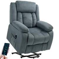 HOMCOM Opsta-stoel met zachte bekleding, elektrisch verstelbare relaxstoel met afstandsbediening en zijvakken, grijs(m-10)