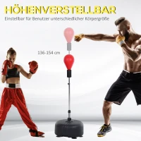 HOMCOM Boksbalset, 136-154 cm in hoogte verstelbaar, inclusief een paar handschoenen, Geschikt voor professionals en beginners(m-4)