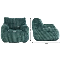 Puf acolchado de espuma viscoelástica, funda no desenfundable, 100x94x70 cm, Verde(m-3)