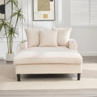 Divano letto con portabicchieri su entrambi i lati e bracciolo pieghevole, 129x170x70 cm, Beige(m-1)