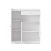 Sapateira em rattan, amplo espaço de arrumação, prateleiras ajustáveis, 90x35x110 cm, Cor natural(m-6)