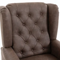 HOMCOM Butaca para Dormitorio en Piel PU con Asiento Amplio Brazos y Patas de Madera de Eucalipto Marrón(m-6)