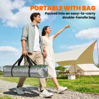 Outsunny Double Layer Instant Pop Up Tent with Rainfly, Portable Camping Shelter with Sewn-in Groundsheet and Carry Bag, Khaki(m-6)