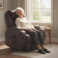 HOMCOM Fauteuil releveur électrique, fauteuil relax électrique, repose-pied, dossier inclinable, port USB, 83x95x107cm, marron(m-9)