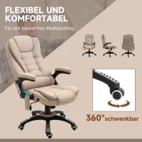 Vinsetto Massagestoel met Verwarmingsfunctie, Ergonomisch Verstelbare Bureaustoel, 68L x 72B x 110-120 cm, Bruin(m-8)