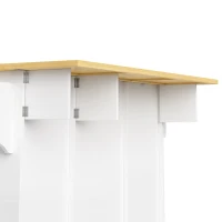 Isla de cocina sobre ruedas con encimera abatible, protección antivuelco y ruedas con bloqueo 360°, 120x70x92 cm, Blanco(m-10)