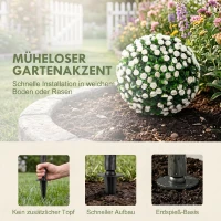 HOMCOM Kunstrozenbollen UV-bestendig voor buiten, set van 2 rozenbomen, 55 cm, wit(m-6)