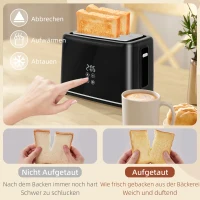 HOMCOM Keukenset met Waterkoker en Broodrooster, 7 Bruiningsstanden, Snelkoken, Roestvrij Staal, Kunststof, Zwart(m-5)