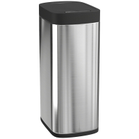 HOMCOM Poubelle de cuisine automatique 50L, poubelle à capteur de mouvement, fonctionne sur piles, 26,5x35,5x68cm, argent
