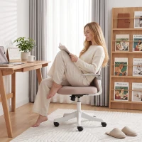 HOMCOM Silla de Oficina en Malla con Reposabrazos Abatibles, Altura Regulable y Ruedas, Rosa y Blanco(m-4)
