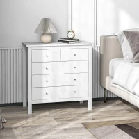 HOMCOM Kommode, Sideboard, 5 Schubladen, weiß, 79 x 39,5 x 80,5 cm(m-2)
