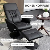HOMCOM 2-delige fauteuilset Fauteuil met voetenbank Relaxfauteuil met voetenbank, verstelbare hoogte, verstelbare rugleuning, zwart(m-6)