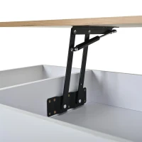 Mesa de centro elevável para sala de estar, duas portas de armário e cantos grandes e arredondados, 46x95x45 cm, Branco(m-11)