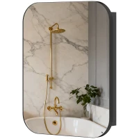 HOMCOM Armário de Casa de Banho com Espelho, Design com Bordas Arredondadas e Prateleiras Ajustáveis 40,2x10,2x50,9 cm Preto(m-11)
