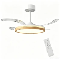HOMCOM Ventilador de Techo con Luz LED 80 W Motor DC Reversible Mando a Distancia 6 Velocidades Temporizador Ø95 cm Natural(m-11)