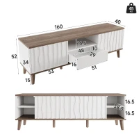 Mobile TV LED RGB con ante scorrevoli e ampio spazio portaoggetti, 160x40x52 cm, Bianco(m-3)