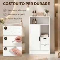 HOMCOM Mobile Bagno Slim con Cassetti e Ripiani Aperti, 50x25x100 cm, Bianco(m-7)