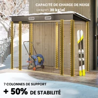 Outsunny Abri de Jardin en Métal 3 m² Facile à Monter, Cabane de Jardin Structure en Acier Galvanisé Améliorée, Chêne(m-5)