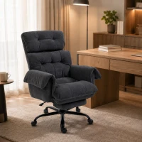 HOMCOM Bürostuhl mit verstellbarer Rückenlehne, rollbarer Polsterstuhl, Polstersessel, höhenverstellbar, Stahl, Dunkelgrau(m-2)