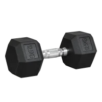 HOMCOM Mancuerna Hexagonal 12,5 kg de Hierro Fundido Recubierta de Goma para Entrenamiento en Casa Gimnasio Negro(m-1)