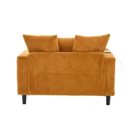 Divano letto con portabicchieri su entrambi i lati e bracciolo pieghevole, 129x170x70 cm, giallo senape(m-8)