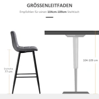 HOMCOM set van 2 barkrukken met voetsteun in retrodesign, grijs, 42 cm x 47 cm x 105 cm(m-7)