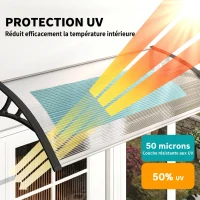 Outsunny Auvent de Porte d'Entrée, Toit Marquise de Porte Extérieur en Polycarbonate et Profil Aluminium, 110x60cm, Transparent(m-4)
