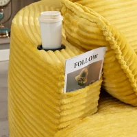 Bogesofa imbottito con portabicchieri su entrambi i lati, cuscini e tasca laterale, 250x152x82 cm, Giallo(m-10)