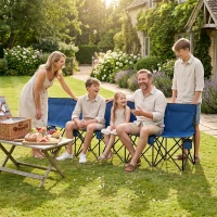 Outsunny 6 Seater Folding Camping Chair with Cup Holder & Carry Bag - Blue(m-9)