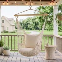 Outsunny Amaca da Giardino in Corda Shabby Chic per Interni ed Esterni Bianca(m-10)
