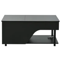 Table basse réglable en hauteur avec rangement caché, compartiments latéraux réglables, 50x100x46 cm, Noir(m-2)