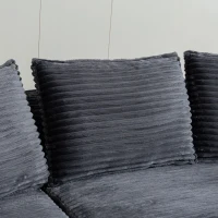 Bogesofa em veludo cotelê, com porta-copos em ambos os lados e bolso lateral, inclui almofadas, 250x152x82 cm, Cinzento escuro(m-12)