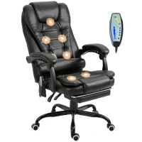 Vinsetto Silla de Oficina con 7 Puntos de Masaje con Reposapiés Retráctil Altura Ajustable Control Remoto y Tejido de PU Negro(m-11)