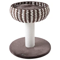 PawHut Árbol Rascador para Gatos 50x50x52 cm con Cama Redonda Poste Rascador y Cojín de Felpa Café y Blanco(m-11)