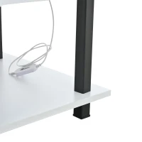 Tavolino da salotto regolabile in altezza con vano portaoggetti nascosto, scomparti laterali regolabili, 50x100x46 cm, Bianco(m-11)