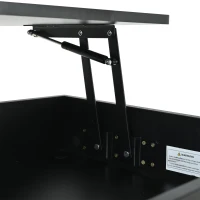 Tavolino da salotto regolabile in altezza con vano portaoggetti nascosto, scomparti laterali regolabili, 50x100x46 cm, Nero(m-11)