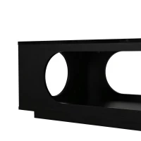 Mesa de centro con iluminación LED, gran espacio de almacenamiento con gestión de cables integrada, 100x50x35 cm, Negro(m-9)