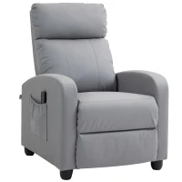 HOMCOM Poltrona Relax Massaggiante con Telecomando e 8 Programmi, Reclinazione e Poggiapiedi, Grigio Chiaro(m-1)