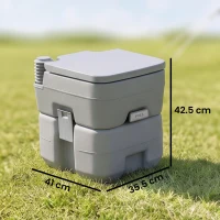 Outsunny Portable Camping Toilet, 20L Flushable Porta Potty Portaloo with 2 Detachable Tanks, Flush and Double Seal Valve for Outdoor Camping Hiking Travel Caravan(m-3)