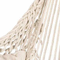 Outsunny Fauteuil suspendu extérieur et intérieur chaise hamac balançoire avec coussins, tissage en coton, charge 120 Kg, blanc(m-13)