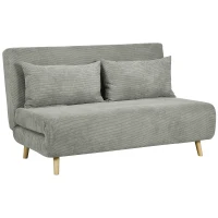 HOMCOM Slaapbank, Logeerbed, 3-standen Verstelbare Rugleuning, Linnenlook, tot 120 kg, 141 x 90 x 81 cm, Grijs(m-1)