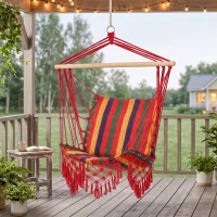 Outsunny Amaca Sedia Sospesa in Poliestere, Colorata, 100x60x100cm(m-10)
