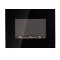 HOMCOM Elektrische kachel elektrische wandhaard haardkachel LED kiezelstenen roestvrij staal 1800 W warmte(m-1)