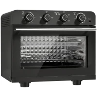 HOMCOM Heißluftfritteusen-Backofen mit Umluft und Drehspieß-Set, Temperaturregler, Timer, 1800 W(m-1)
