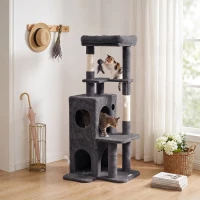 PawHut Kratzbaum 132 cm Katzenturm mit Höhle, Sisalstämme, große Plattform, mehrstöckig für mittelgroße Katzen unter 6 kg(m-10)