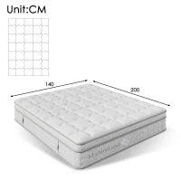 Cama estofada 140x200 cm com colchão, sistema de elevação a gás com arrumação, estrado de ripas metálicas e cabeceira estofada em linho, 210x145x117 cm, Cinzento(m-4)