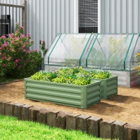 Outsunny Set of Two 110 x 50cm Steel Planter Boxes -  Light Green(m-2)
